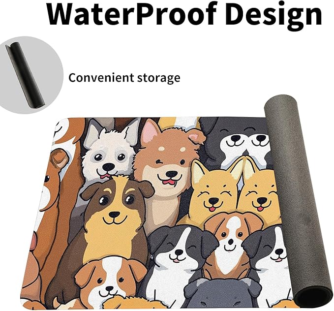 Positively Adorable Dog Desk Mat - （27.56 * 13.78in） Desk Pad, Large Non-Slip PU Leather Pad for Aesthetic Home Office & Gaming,A Gift for Dog Lovers