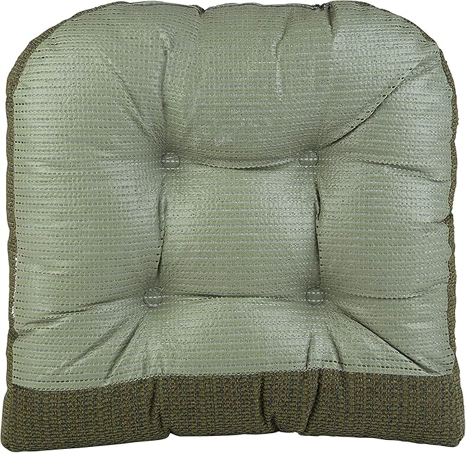 Klear Vu Gripper Overstuffed Universal Non-Slip Dining Chair Cushions for Kitchen Decor or Office Use, U-Shaped Skid-Proof Seat Pad, 15x15 Inches, 4 Count (Pack of 1), Waffle Green