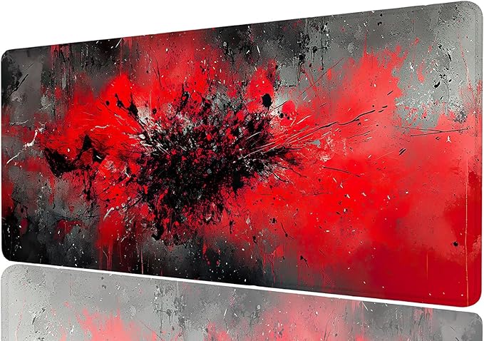 Graffiti Mouse Pad Large Red Black Cool XL Mouse Pad Large Mousepad Extended Laptop Keyboard Mat Gaming Desk Pad Mouse Mat Compatible with Computer, Laptop, and Keyboard 31.5x11.8 Inch