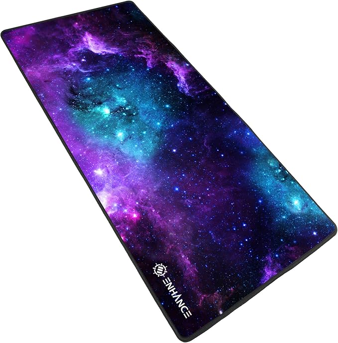 ENHANCE Extended Large Gaming Mouse Pad - XXL Mouse Mat (31.5" x 13.75") Anti-Fray Stitching for Professional Esports with Low-Friction Tracking Surface and Non-Slip Backing (Galaxy)