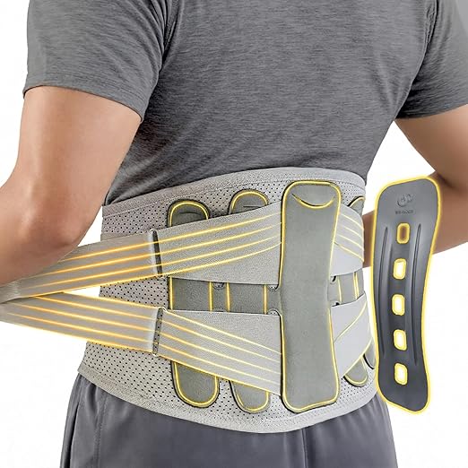 Bracoo Back Brace for Lower Back Pain Back Support Belt for Women and Men, Breathable Lumbar Support Brace with Adjustable Strap for Herniated Disc, Sciatica, Medium, BP62