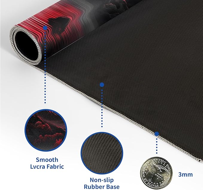 Darkness Red Moon Mouse Pad Abstract Red Mouse Pad 31.5x11.8 Inch Non-Slip Rubber Base Large Mousepad Stitched Edges Keyboard Mouse Mat Desk Pad for Office and Home(2)
