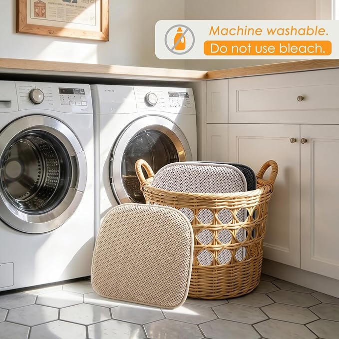 SWEMSTAR Chair Cushions - 15"*17" Kitchen Dining Chair Pads Foam Seat Cushion for Chairs Barstool Cushions Non Slip Seat Pad - Beige