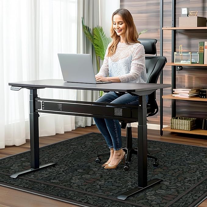 48"x60" Office Chair Mat for Hardwood Tile Floor, Under Desk Carpet Protector for Rolling Computer Chair Mat, Machine Washable Area Rug, Anti-Slip 1/5" Thick Low Pile Thin Vinyl Floor Mat, Dark Green