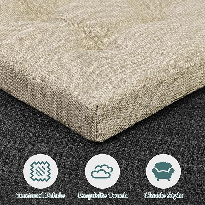 baibu 12 Inches Memory Foam Square Seat Cushion Set of 2, Dual-Layer Design Bar Stool Square Seat Cushion with Ties - 2 Pads Only, Beige (12'' (30CM))