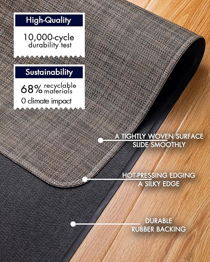 Office Chair Mat for Hardwood Floor Under Desk Computer Rolling Chair Mat for Wood/Tile Floor Non-Slip Heavy Duty Desk Rug PVC Plastic Hard Floor Protector 45"x 53" (Dark Walnut)