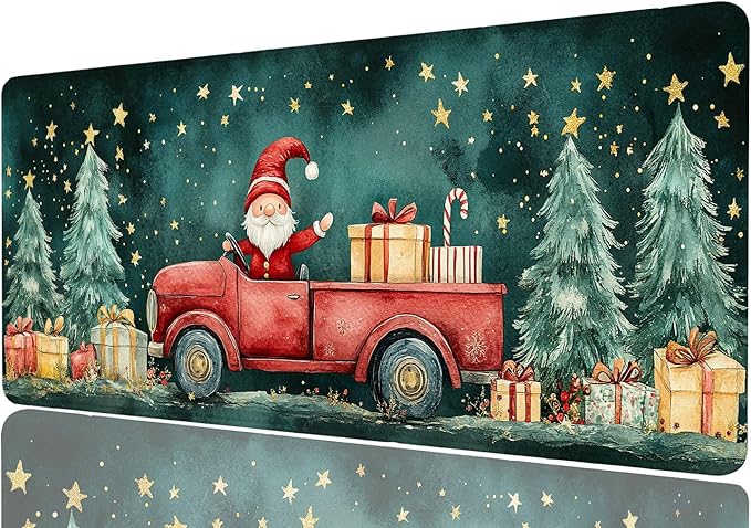Christmas Mouse Pad Truck Candy Cane Present XL Mouse Pad Large Mousepad Extended Laptop Keyboard Mat Gaming Desk Pad Mouse Mat Great for Work-from-Home or Office Use 31.5x11.8 Inch