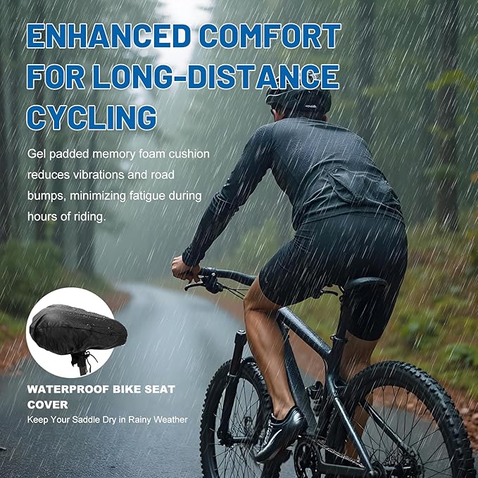 APECYC Bike Seat Cushion Gel Padded Saddle Cover for Men Women - Extra Padding Soft Comfort Bicycle Seat Cushion for Peloton, Stationary, Spin, Mountain, Road, Ebike