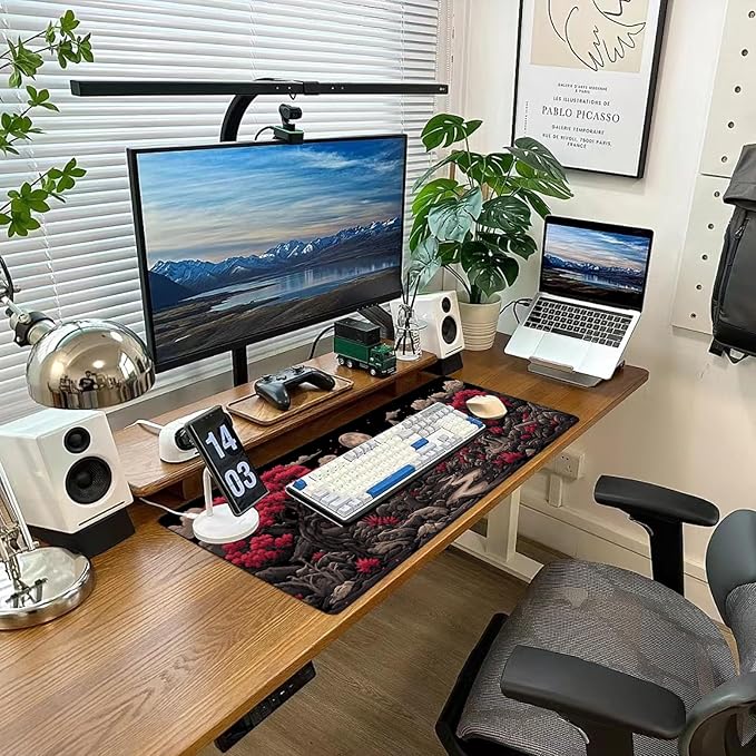 Desk Mat Mouse Pad Gaming Desk Pad XL Large Mouse Mat Office Decor Accessories (Red Tree Moon)