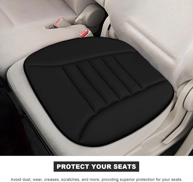 Car Seat Cushion, 1.2" Thick Comfortable Memory Foam Driver Seat Pad with Nonslip Bottom, Breathable Chair Bottom Mat Pressure Relief Pad for Truck SUV Sedan, Car Accessories (Black)