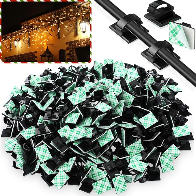 EBOOT 500 Pieces Adhesive Cable Clips Wire Clips Cable Wire Management Wire Cable Holder Clamps Cable Tie Holder for Car, Office and Home