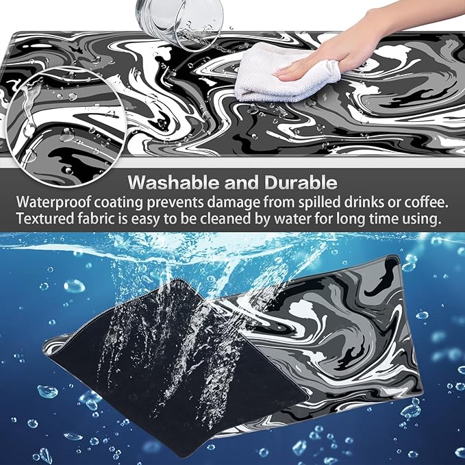 Canjoy Gaming Mouse Pad, Fluid Pattern Mouse Pad 35.4x15.7inch Large Extended Computer Mouse Mat Keyboard Full Desk Mousepad for Gaming, Office, Home