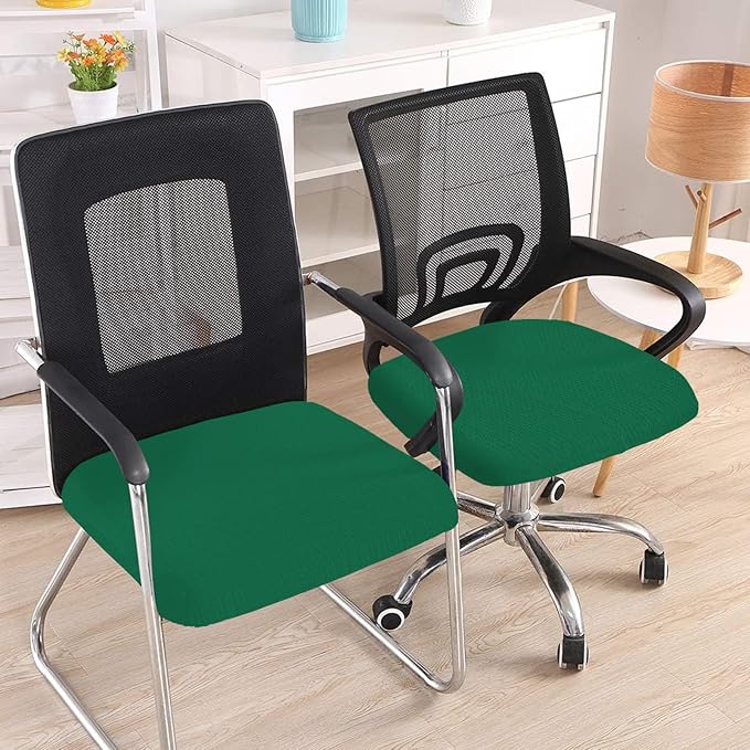 Smiry Stretch Jacquard Office Computer Chair Seat Covers, Removable Washable Anti-dust Desk Chair Seat Cushion Protectors - Chritsmas Green