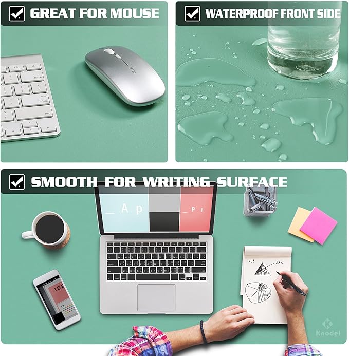 K KNODEL Non-Slip Desk Mat, Desk Pad, Desk Blotter, Desktop Mat for Desk, Small Desk Protector, Office Computer and Laptop Mat for Desk (23.6"x13.8", Green)