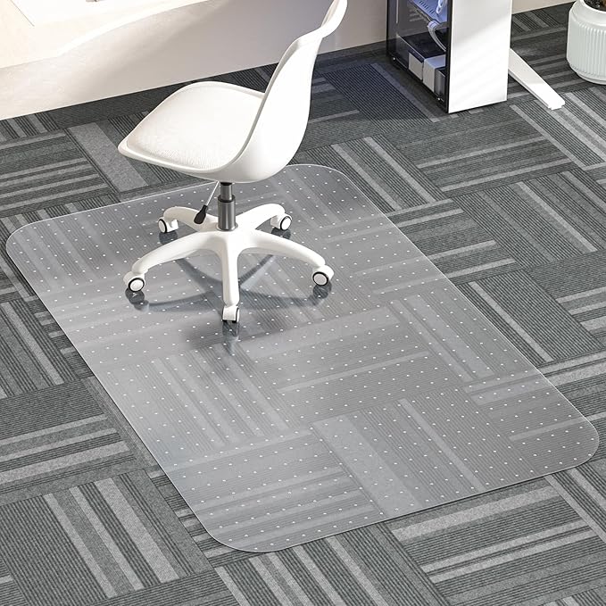 Office Chair Mat for Carpet, 30" X 48" X 0.09" Desk Chair Mat for Carpet Floors, Clear and Thick Easy Glide Rolling Chair Mats with Non-Slip Studded for Home and Office Low Pile Carpets