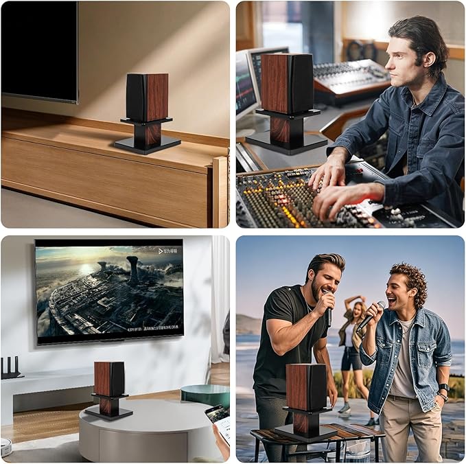 Pair-6 Inch (15CM)-Wood Speaker Stands for Home-Cinema HiFi Desktop and Satellite Speakers Monitor Stands