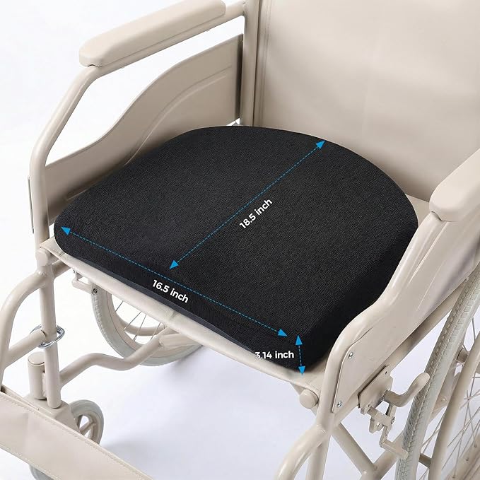 Tsumbay Memory Foam Seat Cushion - XL Size (18.5”x16.5”), Firm Support Coccyx Cushion for Office Chair, Tailbone Pain Relief with Removable Washable Cover & Handle for Car, Wheelchair