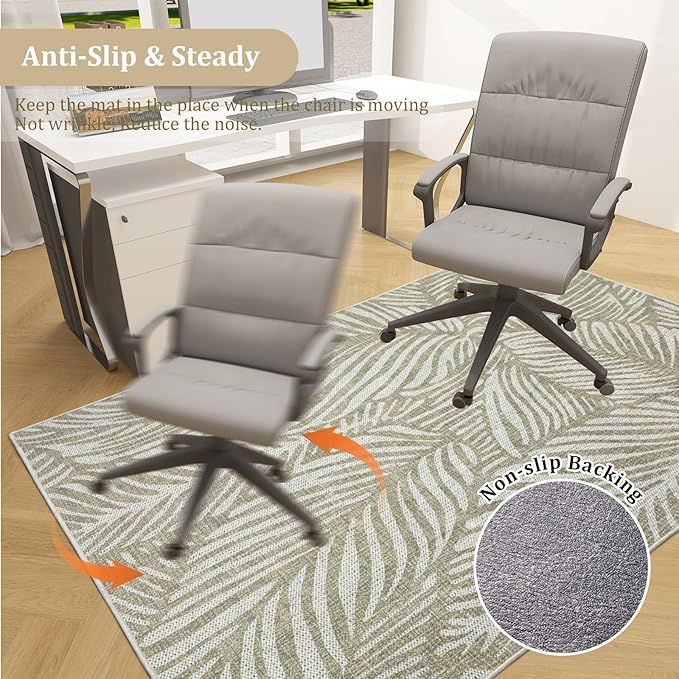 Office Chair Mat for Hardwood Floor, 60"x45" Easy Glide Computer Desk Mat Protector for Rolling Chair Under Desk Rug Nonslip Backing, Machine Wash, (Modern)