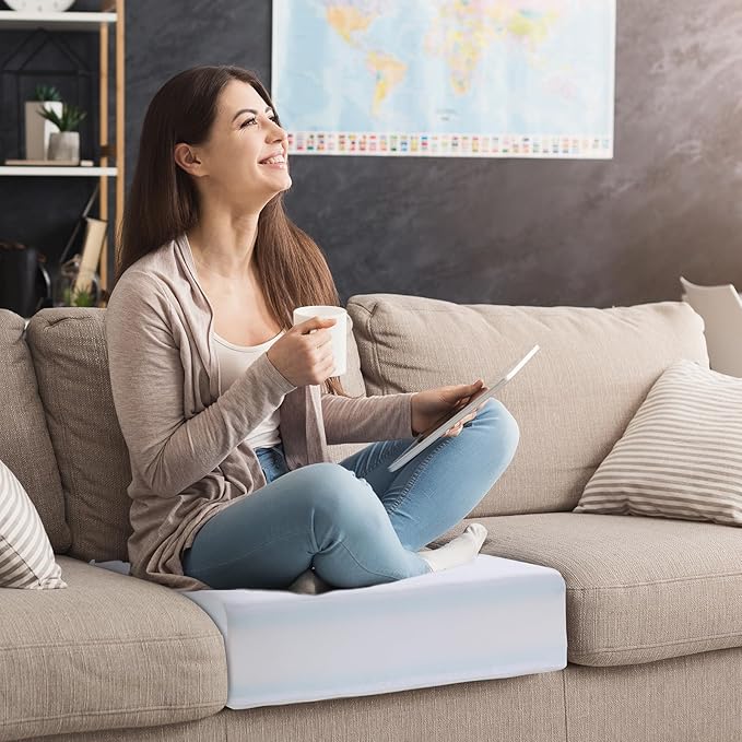HOMBYS Memory Foam Couch Cushion Replacement, High Density Upholstery Foam Wrapped with Memory Foam & Polyester Batting, Sofa Cushions Inserts with Dacron Fiber Layer,with Removable Cover,6"x26"x26"