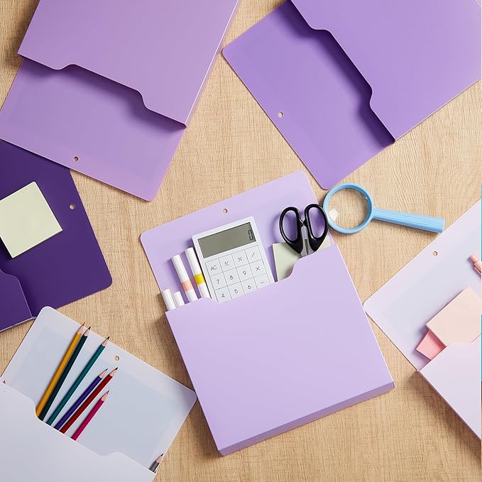 Fuutreo 6 Pcs Magnetic Wall File Organizer Magnetic Wall File Holder Refrigerator Magazine Holder for Mail Letters Paper(Violet Color,Vertical-large)