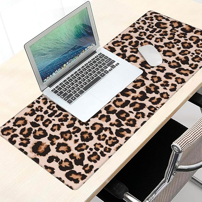 Cheetah Leopard Print Large Mouse Pad & Desk Mat Animal Skin Extended Mousepad Non-Slip Rubber Base Laptop Computer Keyboard Pad for Gaming, Office & Home Decor, XXXL - 35.4" X 15.7"