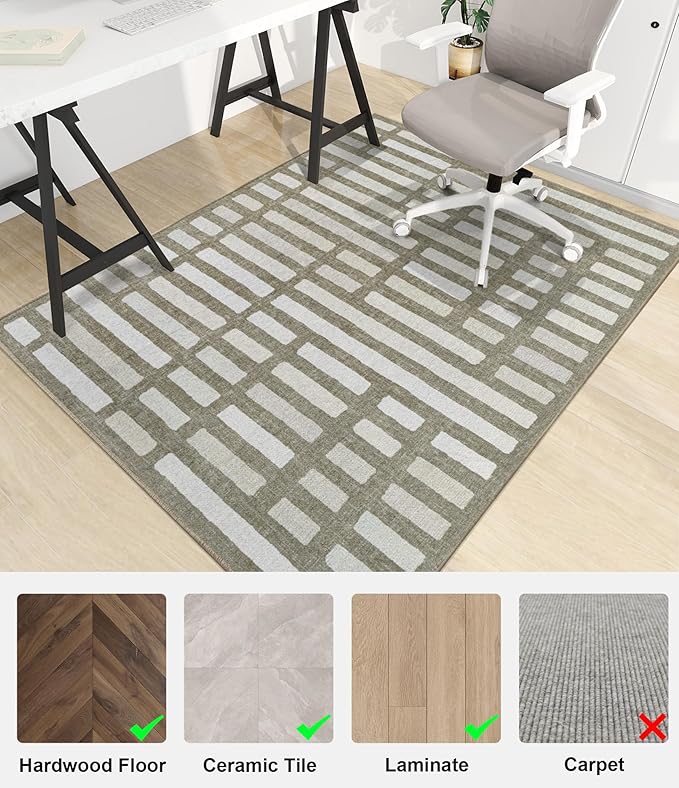 chakme Office Chair Mat for Hardwood Floor, 48"x36" Easy Glide Computer Desk Mat Protector for Rolling Chair Under Desk Rug Nonslip Backing, Machine Wash, (Dark Brown Plaid)