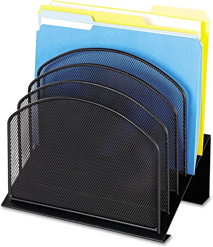 Safco 3257Bl Mesh Desk Organizer Five-Tiered Sections Steel 11 1/4 X 7 1/8 X 11 5/8 Black