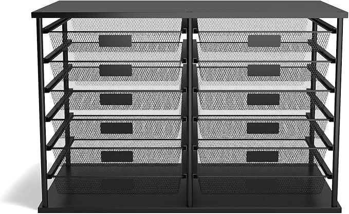 TRU RED Wire Mesh File Organizer, 12‑Compartment, Matte Black – High‑Capacity Vertical Desktop Sorter for Files & Mail