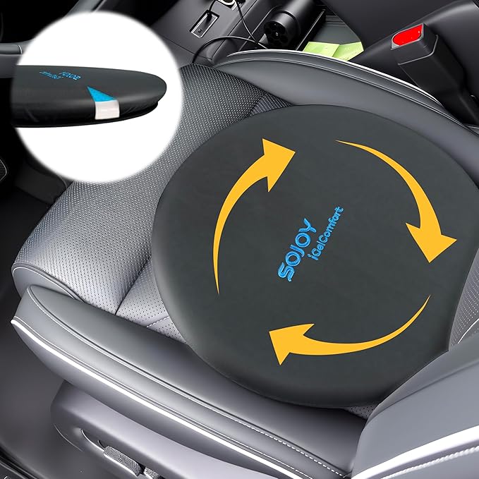 Sojoy iGelComfort Deluxe Gel Swivel Seat Cushion with Supportive Memory Foam 360 Degrees Rotating Seat Cushion for Home,Stool Chair,Office (Black, 13.5 * 13.5 * 1.75 inches)