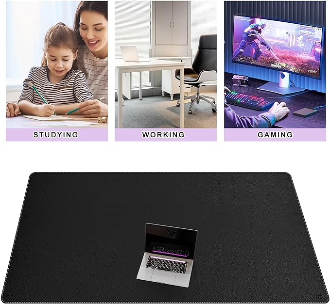 Vyaaa 70.8"x31.5" PU Leather Large Desk Mat (Black) - XXL Extended Mouse pad, Office Desk Protector, Non-Slip Computer Desk pad for Office, Gaming, Home