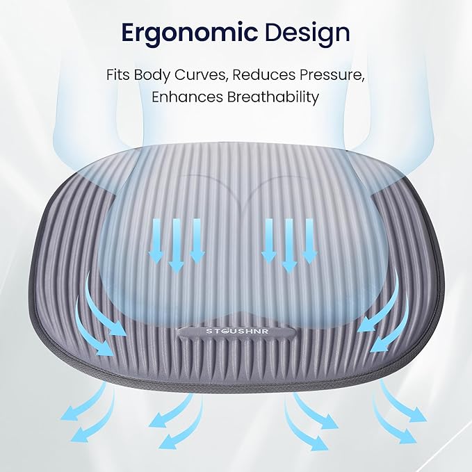 Gel Seat Cushion for Long Sitting,3-Second Cooling Pressure Relief Pillow for Car Seat & Office Chair,Back,Tailbone,Coccyx Comfort Support Seat Pad (Grey)