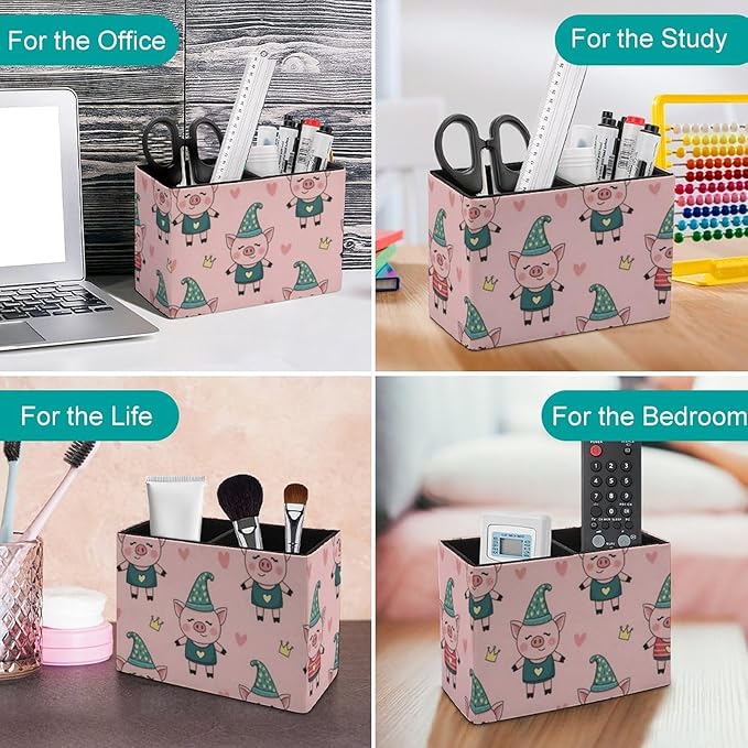 Square Pencil Container for Home Office Cute Pig Pink, Stylish and Functional Solution