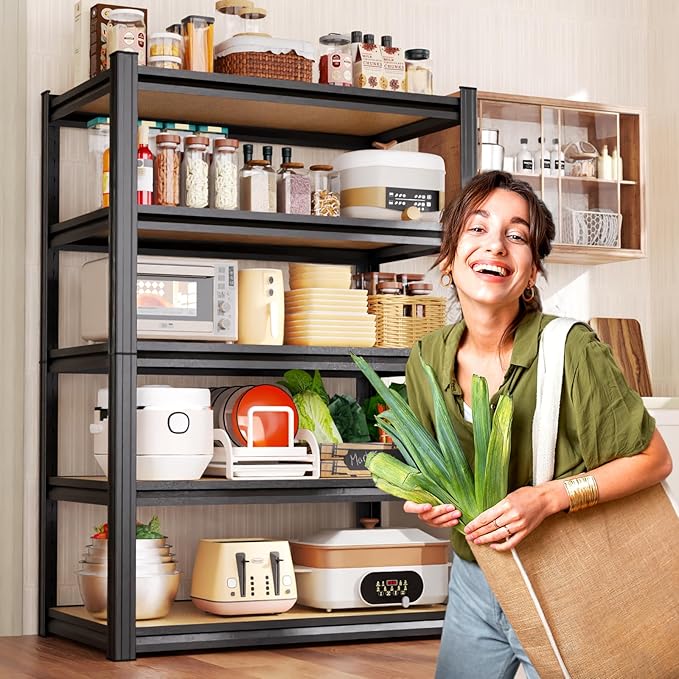 71"H Garage Shelving-5 Tier Garage Storage Shelves,Adjustable Heavy Duty Metal Shelving Unit and Storage Large Rack,Utility Steel Shelf For Warehouse Industrial Pantry Basement Organizers 71"x32"x14"