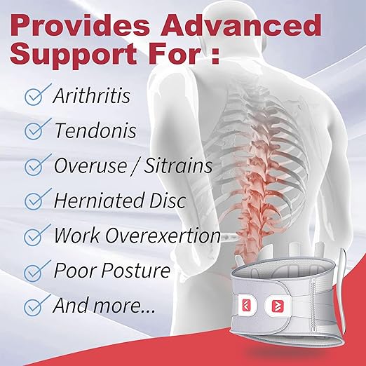 Back Brace for Lower Back Pain Relief - Lumbar Support Belt with 8 Zoned Support Bars, Adjustable Strap & Breathable 3D Knit for Men & Women, Sciatica Herniated Disc Support