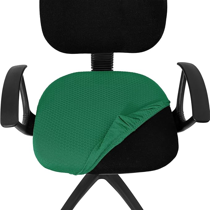 Smiry Stretch Jacquard Office Computer Chair Seat Covers, Removable Washable Anti-dust Desk Chair Seat Cushion Protectors - Chritsmas Green