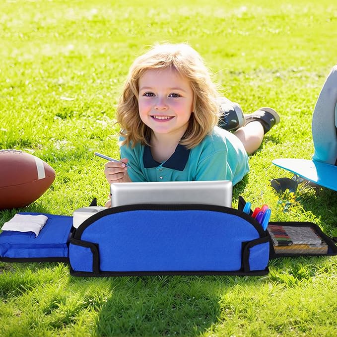 Kids Travel Tray for Car Seat, Toddler Road Trip Essentials With Drawing Kit, Travel Activities Must Haves (Navy Blue-2PCS)
