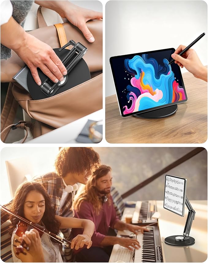 Jakeko Magnetic Portable Monitor Stand 15.6" - VESA Mount 75mm 13.3" 14.1" 15.6" 17.3" 18.5 inch Screen for Desk Adjustable Foldable 360° Swivel Tool-Free