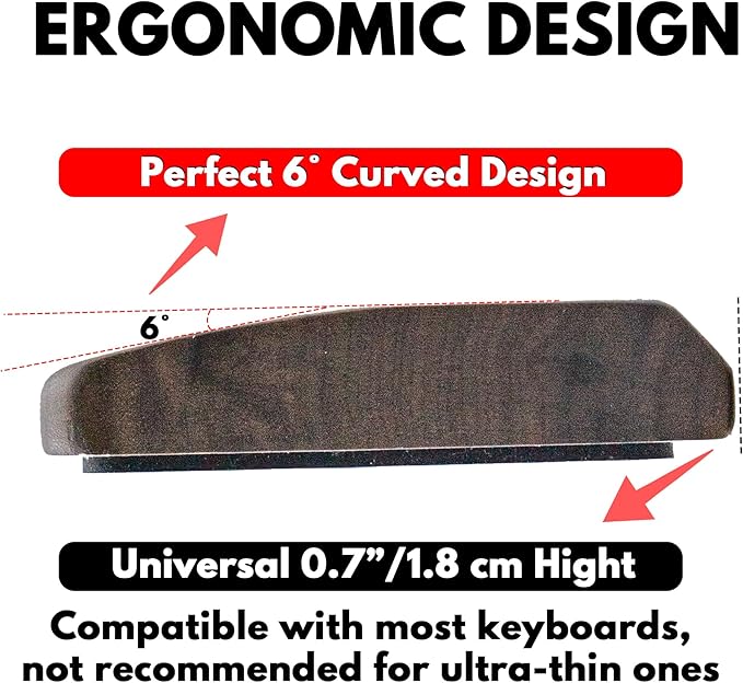 Walnut Wooden Wrist Rest for Full Size Keyboard, Ergonomic Solid Wood Hand Rest with Non-Slip Base, Stain Resistant Palm Support for Typing & Gaming (17.3" L)