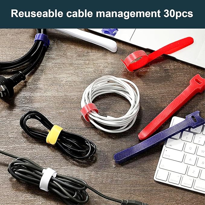 INCHOR Cable Management Kit 210 Pcs, 5 Cord Organizer for Desk, 28 Cable Clips, 100 Fastening Cable Ties, 4 Cable Sleeve Split, 10 Wire Organizers for Cords, 20 Zip Tie Mounts for Car Office Home