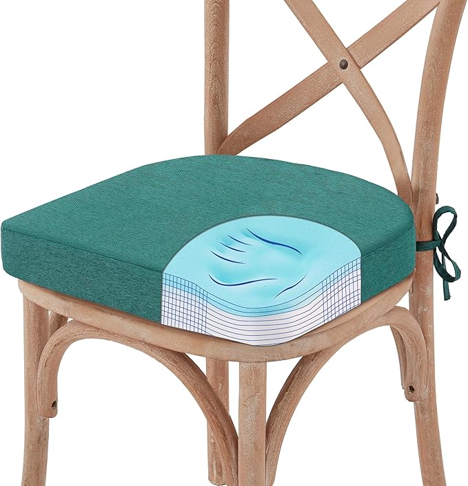 Nordjager 1 Pack Memory Foam Chair Cushions for Dining Chair, 17"x 16"x 2.5" Seat Pads for Kitchen and Dining Room, Green Removable Cover