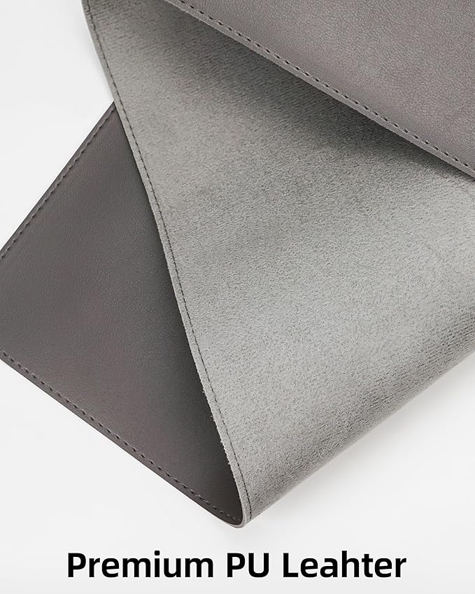 Desk Pad Mat 23.6"x13.7" - Waterproof Mouse Pad & Desk Protector, Non-Slip PU Leather for Gaming Keyboard/Mouse, Stitched Edge XL Office Desk Pad with Ergonomic Support(Dark Grey)