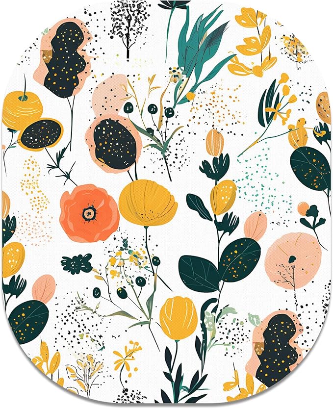 Small Mouse Pad, 6 x 7 Inch, Oval Mini Mouse Pad with Non-Slip Rubber Base for Laptop Wireless Mouse Keyboard Tray Mousepad, Flower Seamless Pattern