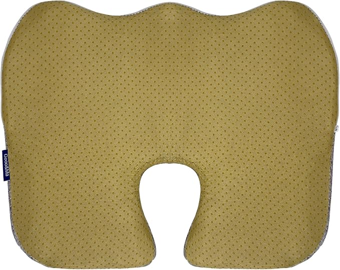 Gooo&Ma Office Chair Cushion - Air Fiber Seat Cushion for Tailbone Pain Relief, Breathable Cooling U-Shape Desk Chair Pad for Car & Gaming, Ergonomic Memory Foam Alternative Washable(Grey)