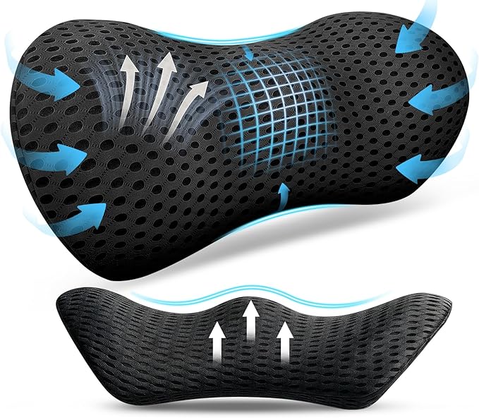Lumbar Support Pillow,Ergonomic Memory Foam lumbar pillow for chair and Bed ,lower back support pillow for couch,Lower Back Pain Relief and Spine Support,lower Back Pillow,Car Seat Couch-Black
