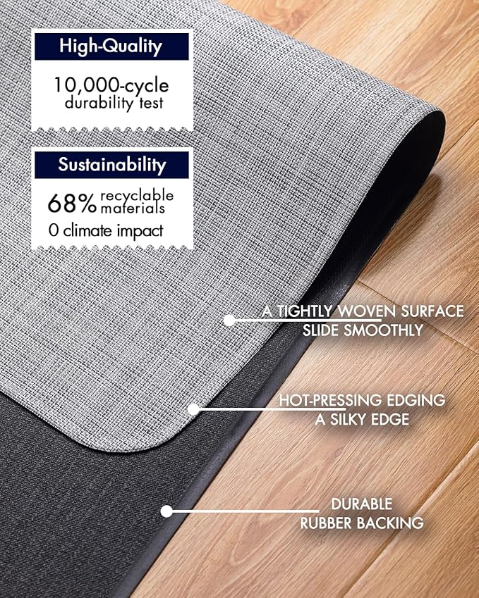 Office Chair Mat for Hardwood Floor Under Desk Computer Rolling Chair Mat for Wood/Tile Floor Non-Slip Heavy Duty Desk Rug PVC Plastic Hard Floor Protector 45"x 53" (Mist)