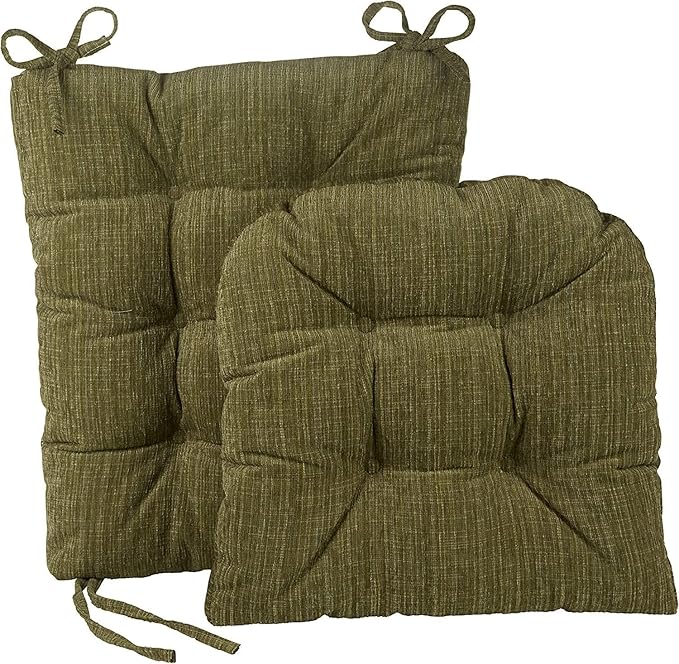 Klear Vu The Gripper Non-Slip Rocking Chair Cushion Set with Thick Padding, Includes Seat Pad & Back Pillow with Ties for Indoor Living Room Rocker, 17x17 Inches, 2 Piece Set, Jade