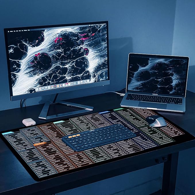 Quick Key XXL Mouse Pad with AI PS Shortcut,Super Thick Waterproof Large Gaming Mousepad with Stitched Edge,Adobe&Office Software Shortcut Non-Slip Base Mouse Keyboard Mat 800X400X4mm