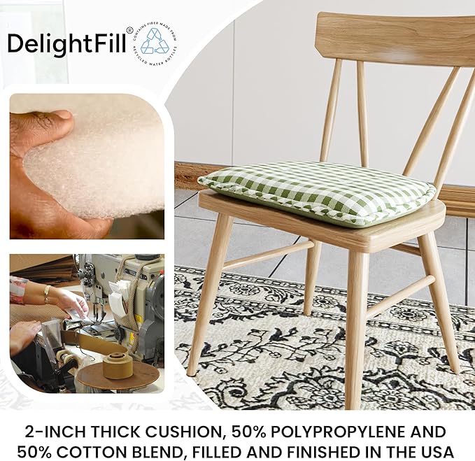 Non-Slip Chair Cushions, Assembled in USA, U-Shaped Skid-Proof Seat Pads for Dining Room, Kitchen, Office, 15"x16"