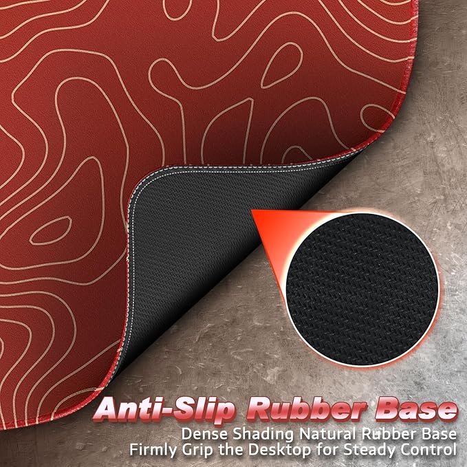 ATTACK SHARK CM02 Gaming Mouse Pad for Esports Speed Large Mouse mats for Desk Waterproof Surface Stitched Edges and Anti-Slip Rubber Base Size L Laminate 17.72” x 15.75” x 0.16” Orange Contour