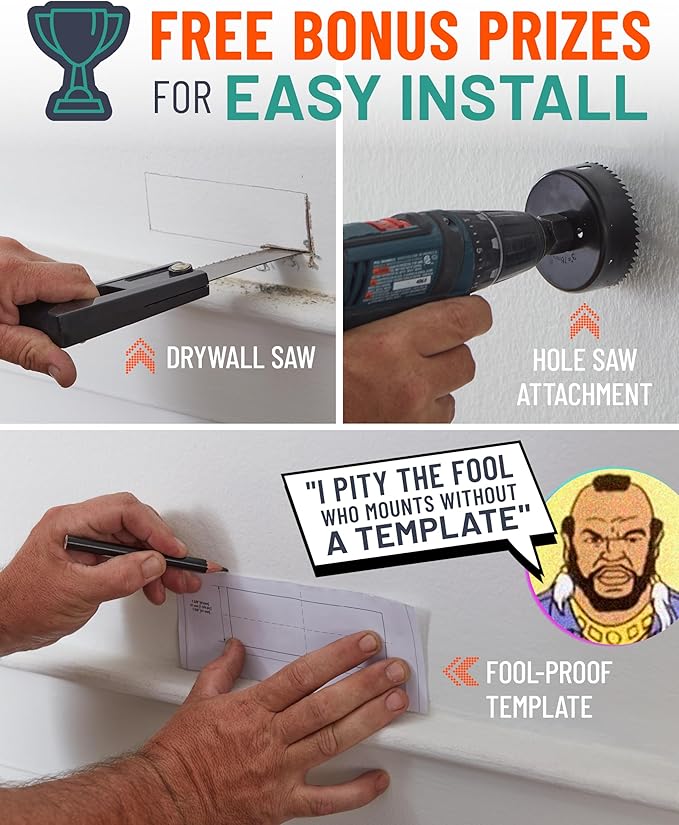 ECHOGEAR in Wall Cable Management Kit for TV & Soundbar - Cord Concealer & Power Kit - Powers Devices & Hides All Cables - Comes with Circle Saw Drilling Attachment & Drywall Hand Saw